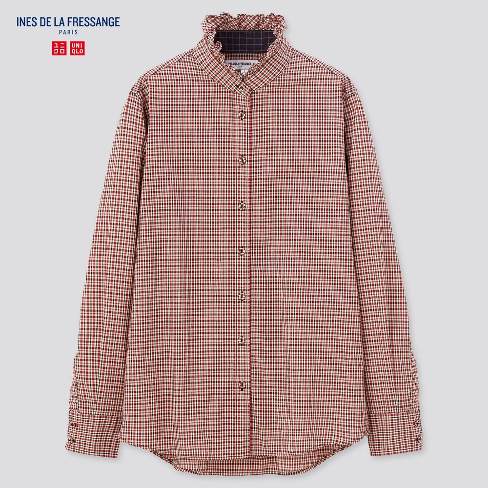 Uniqlo - Ines De La Fressange Shirt Ribbed Stand Collar Long Sleeve Shirt - XS